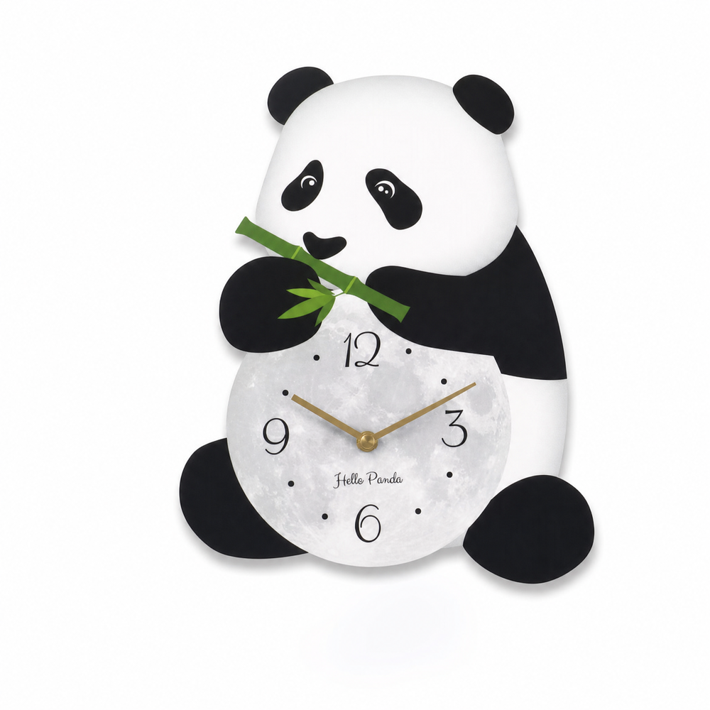 Black Clock For Wall Panda Shaped