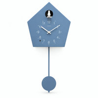 Living Room Wall Clocks Blue Wooden