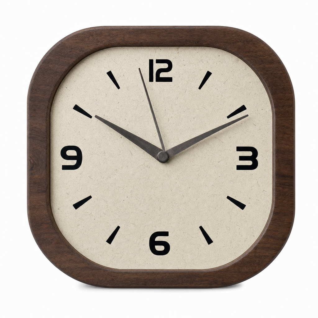 Modern Square Wooden Clock Silent Movement