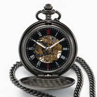 Mechanical Skeleton Open Face Pocket Watch