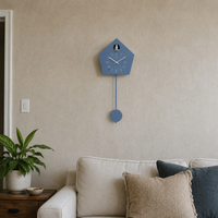 Living Room Wall Clocks Blue Wooden