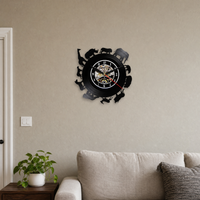 African Safari Vinyl Record Wall Clock with Elephant, Rhino & Lion