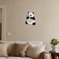 Black Clock For Wall Panda Shaped