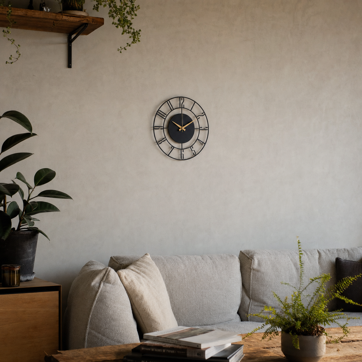 Modern Skeleton Wall Clock Open Face