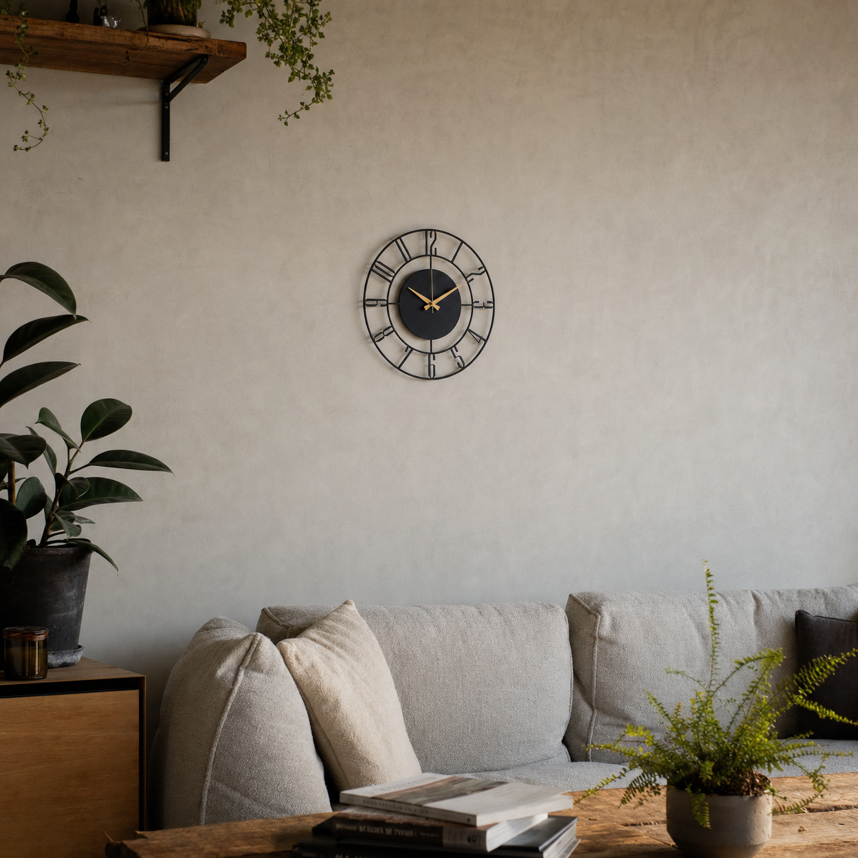 Modern Skeleton Wall Clock Open Face