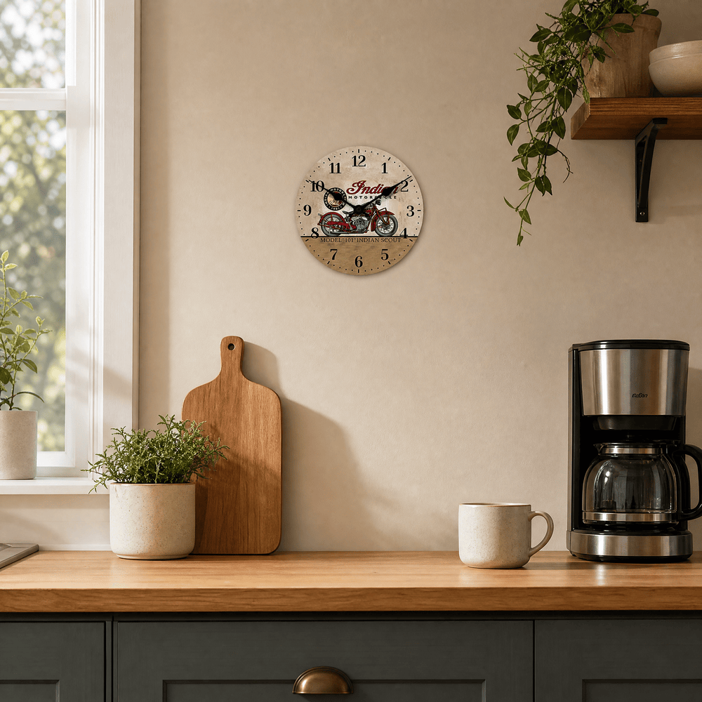 Clock Retro Wall Vintage Motorcycle