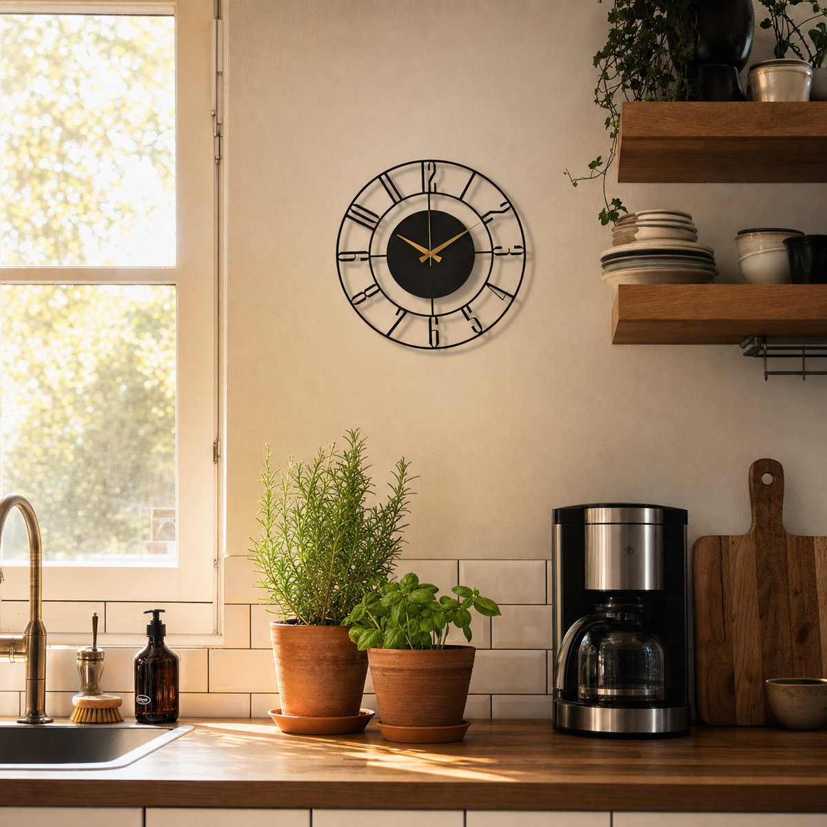 Modern Skeleton Wall Clock Open Face