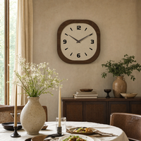 Modern Square Wooden Clock Silent Movement