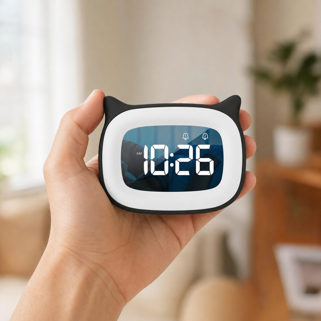 Kids Cat Alarm Clock Night Light