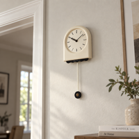 Beige Minimalist Arched Pendulum Wall Clock