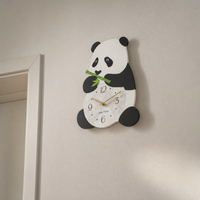 Black Clock For Wall Panda Shaped