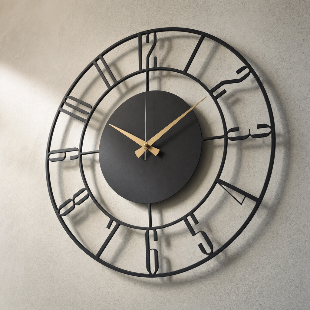 Modern Skeleton Wall Clock Open Face