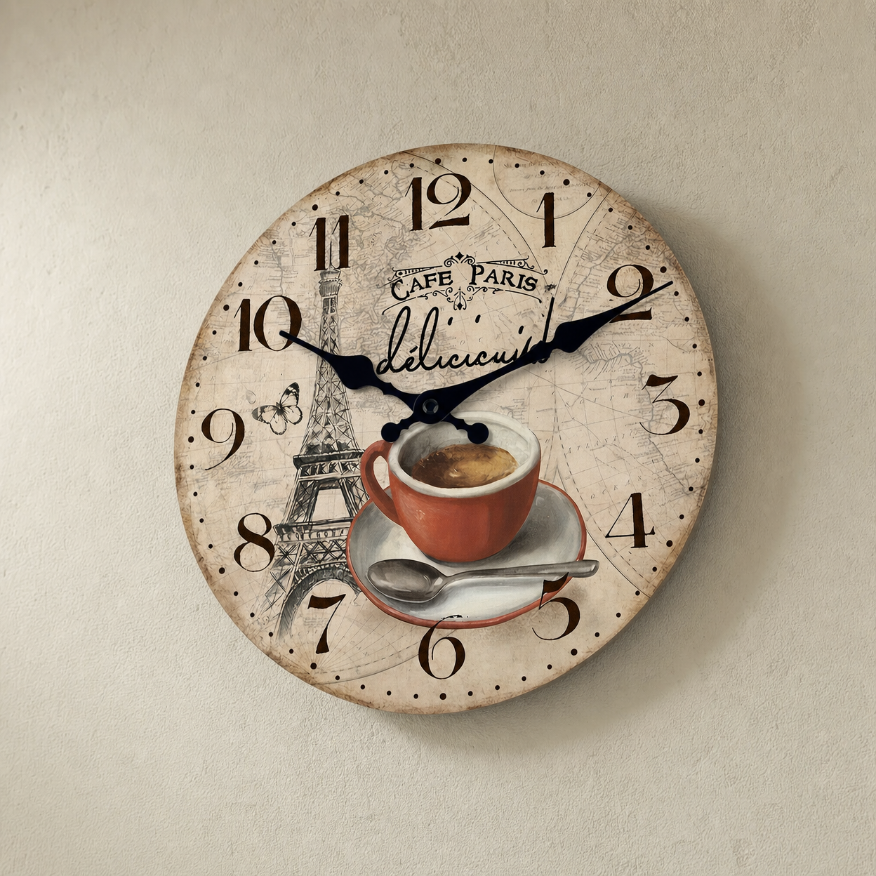 Paris Eiffel Tower Wall Clock Silent