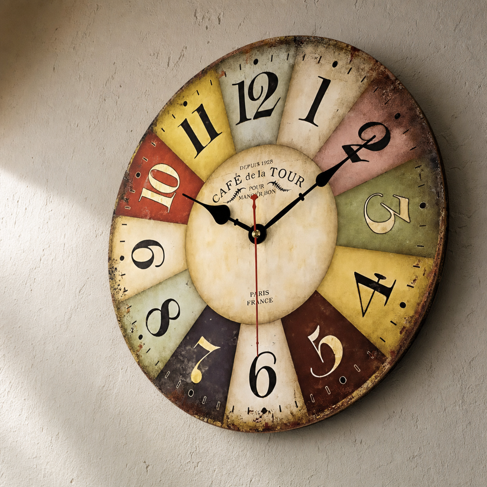 Vintage Industrial Wall Clock Silent Large