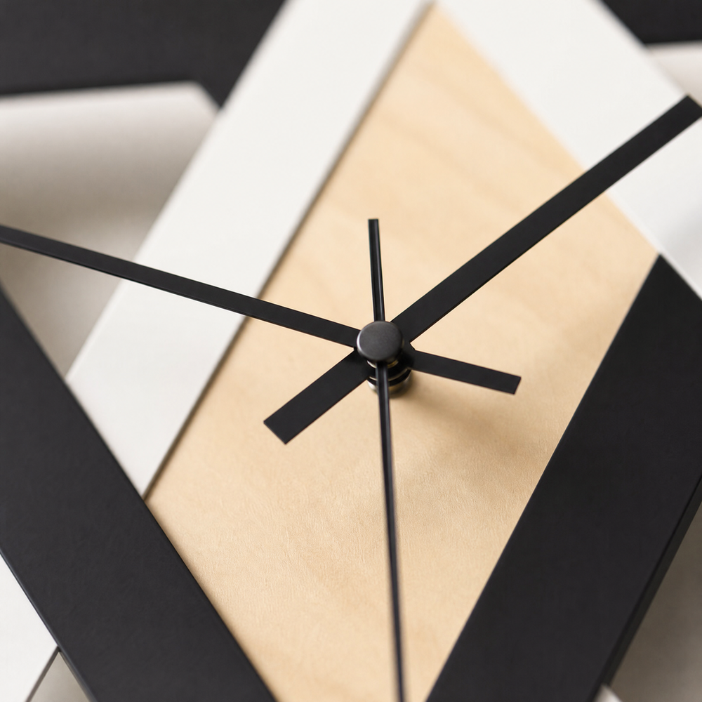 Black & White Geometric Triangle Wall Clock, 30 cm