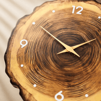 Silent Wood Effect Tree Ring Wall Clock with Glossy Finish