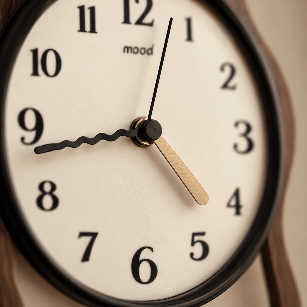 Modern Silent Wood Pendulum Wall Clock with Arabic Numerals