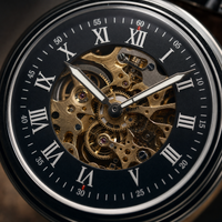 Mechanical Skeleton Open Face Pocket Watch