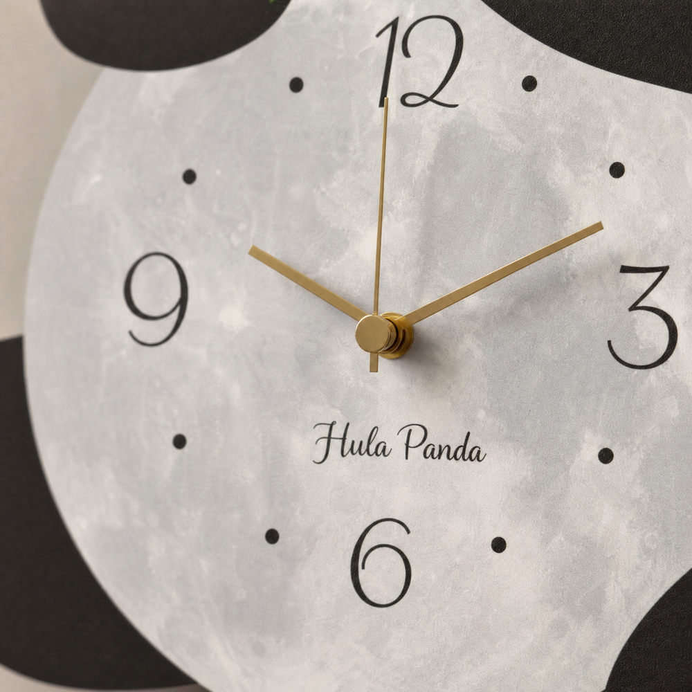 Black Clock For Wall Panda Shaped