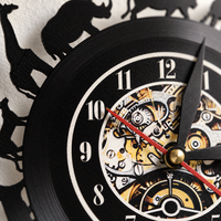 African Safari Vinyl Record Wall Clock with Elephant, Rhino & Lion