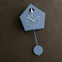 Living Room Wall Clocks Blue Wooden