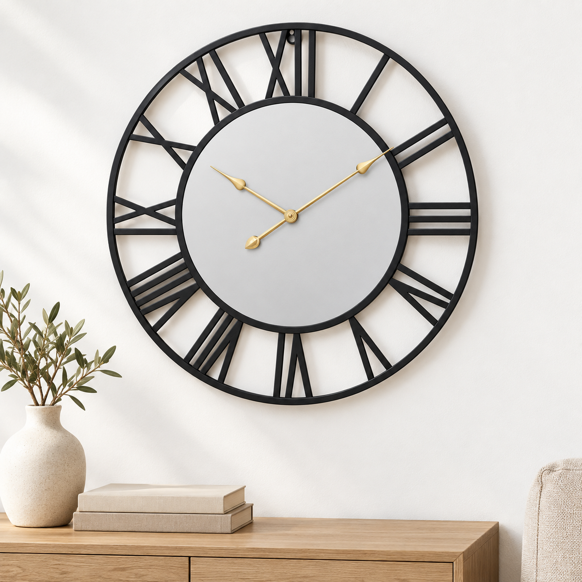 Modern Mirrored Wall Clock Silent