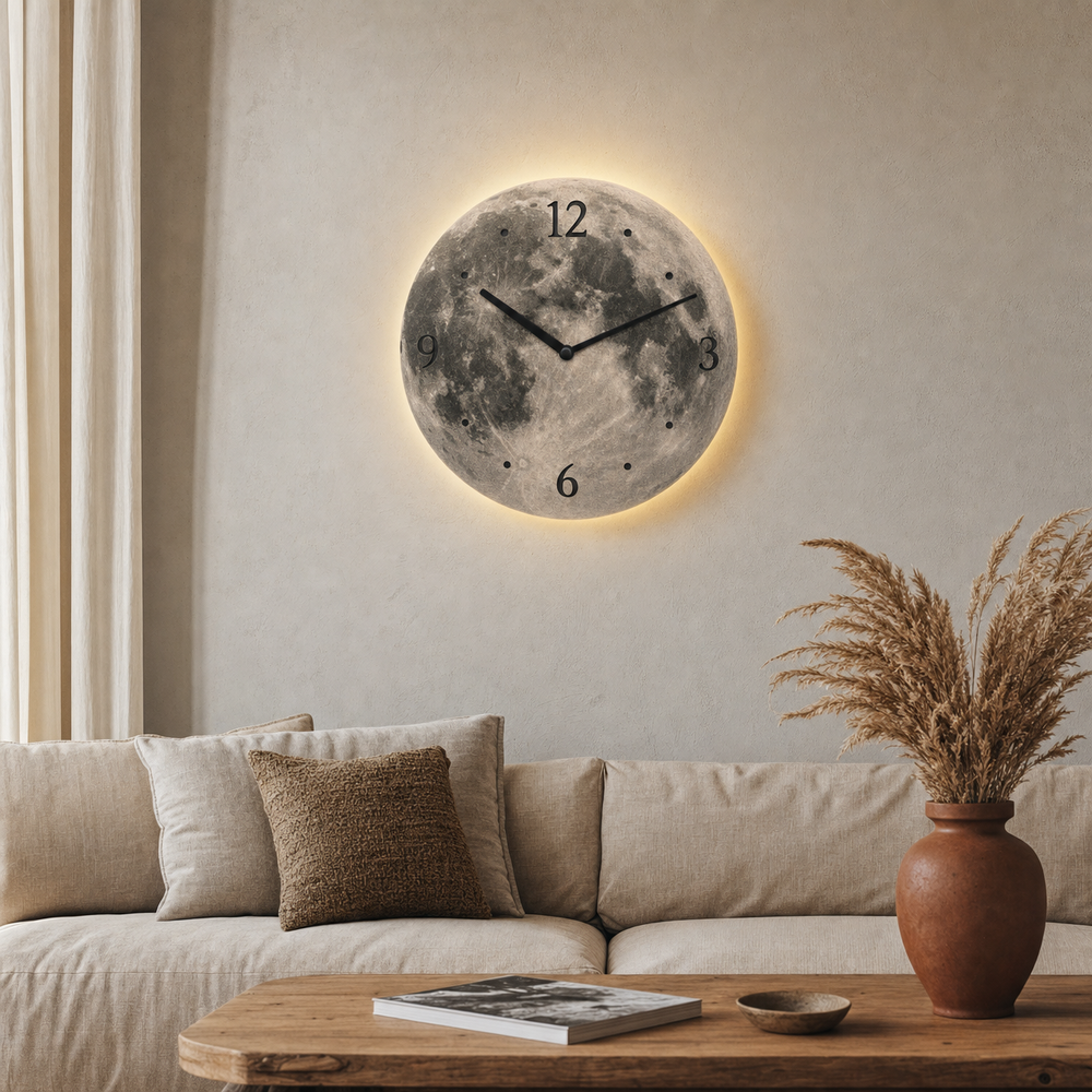 Modern Lunar LED Wall Clock