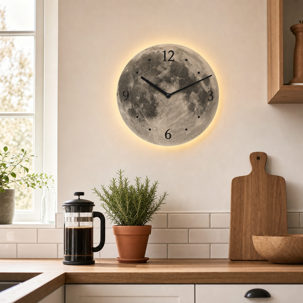 Modern Lunar LED Wall Clock