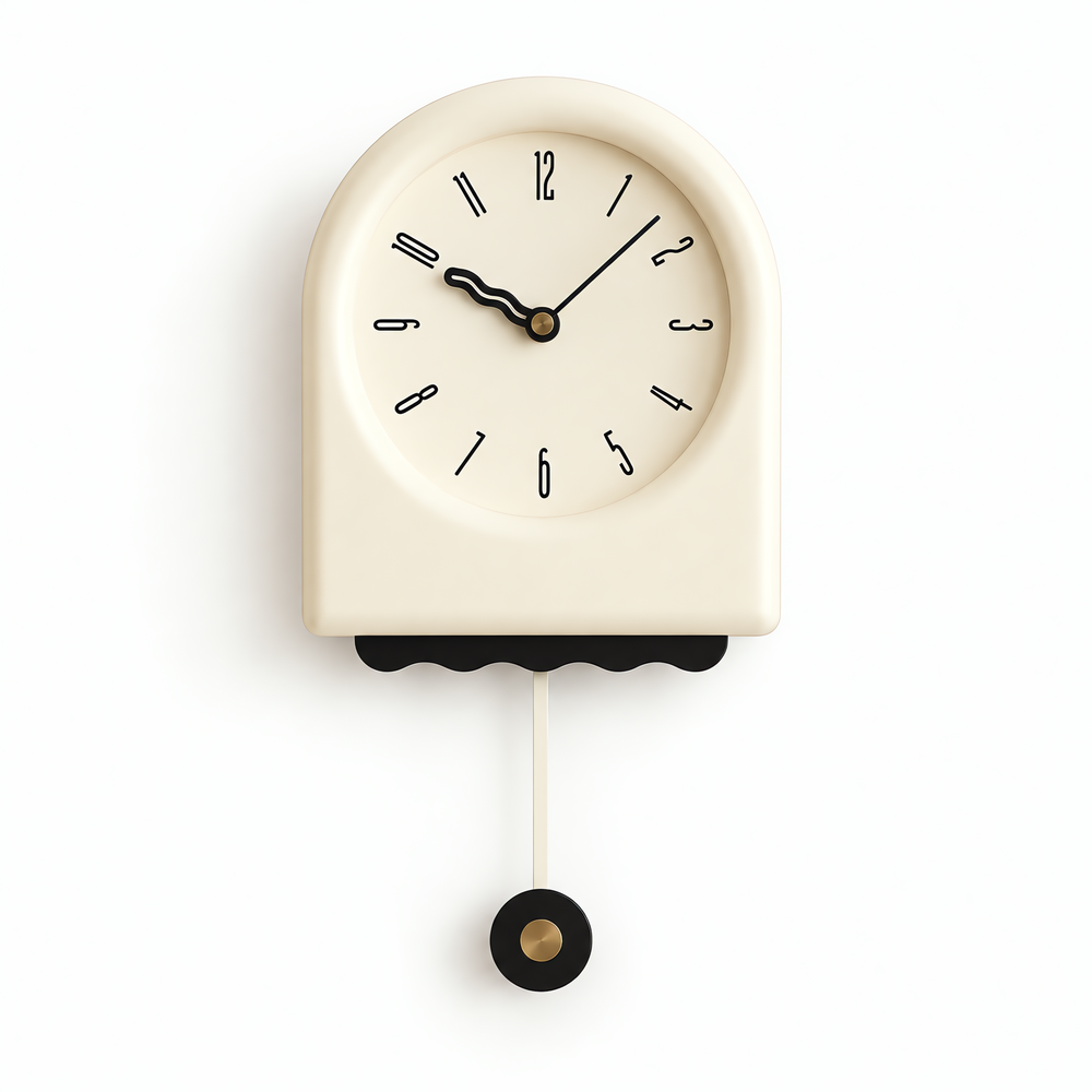 Beige Minimalist Arched Pendulum Wall Clock