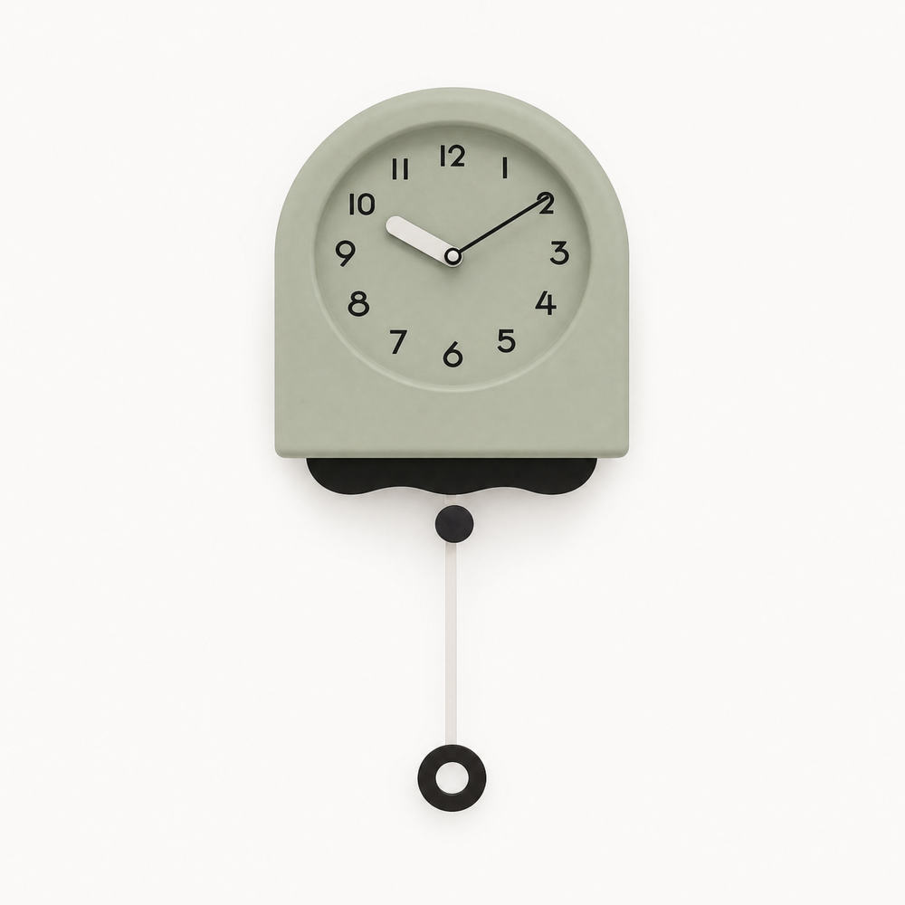 Beige Minimalist Arched Pendulum Wall Clock