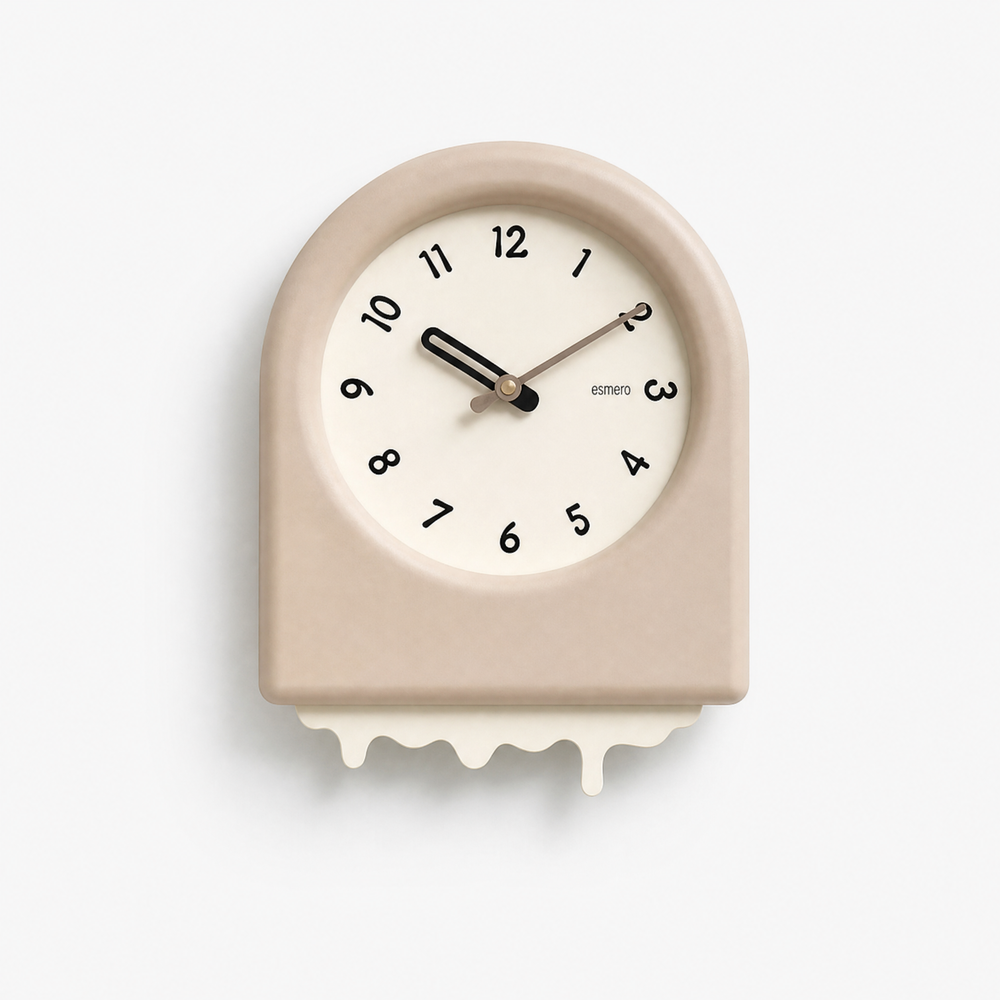 Beige Minimalist Arched Pendulum Wall Clock