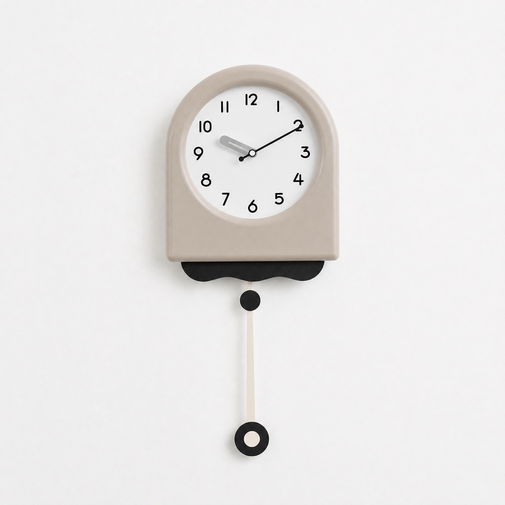 Beige Minimalist Arched Pendulum Wall Clock