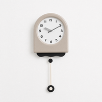 Beige Minimalist Arched Pendulum Wall Clock