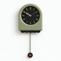 Beige Minimalist Arched Pendulum Wall Clock