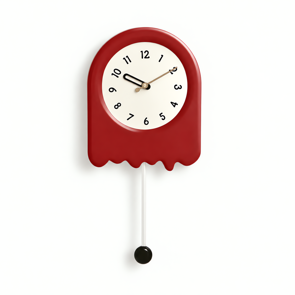 Beige Minimalist Arched Pendulum Wall Clock