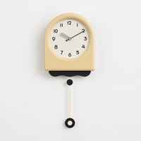 Beige Minimalist Arched Pendulum Wall Clock
