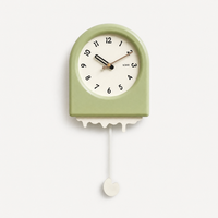 Beige Minimalist Arched Pendulum Wall Clock