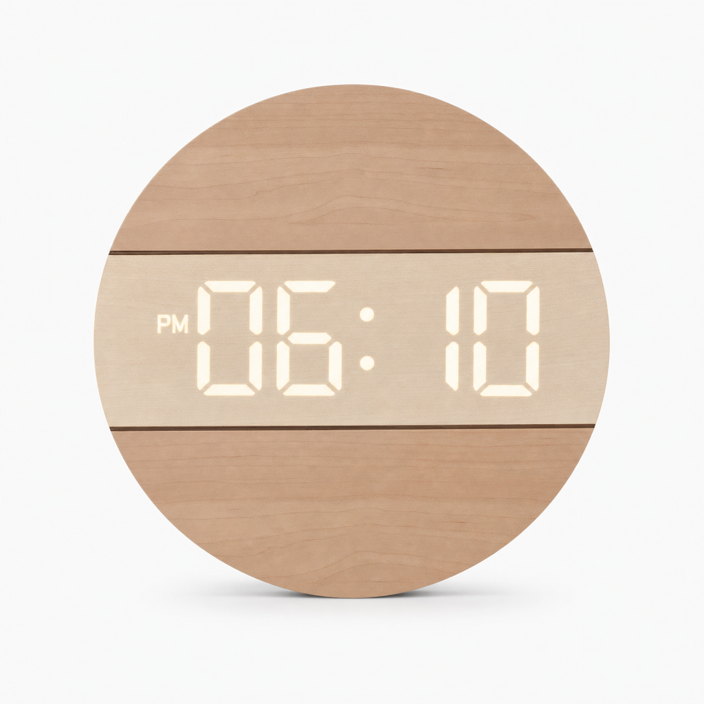 Minimalist Wooden Clock LED Display