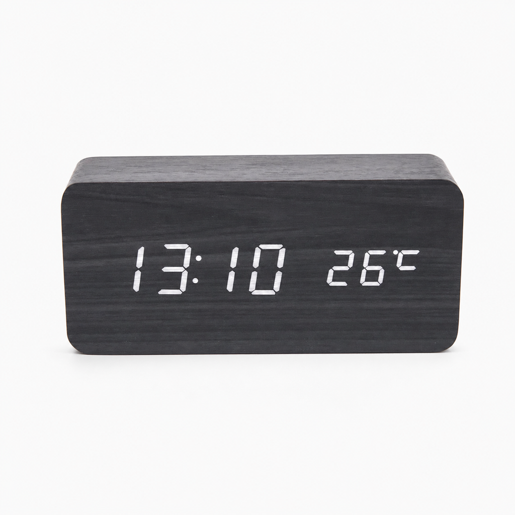 Wooden Digital Alarm Clock Multifunction