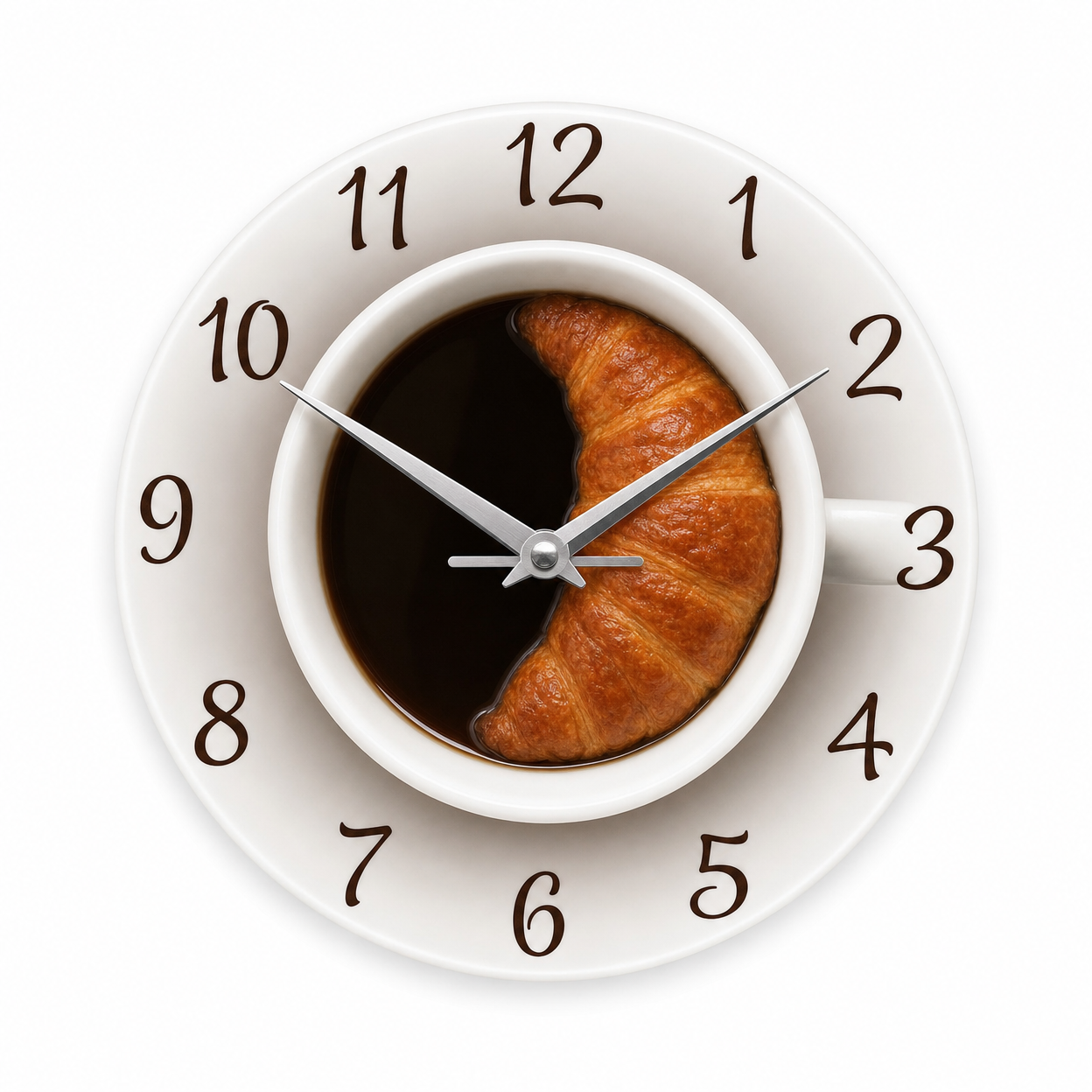 Kitchen Clock Coffee Cup Silent Movement