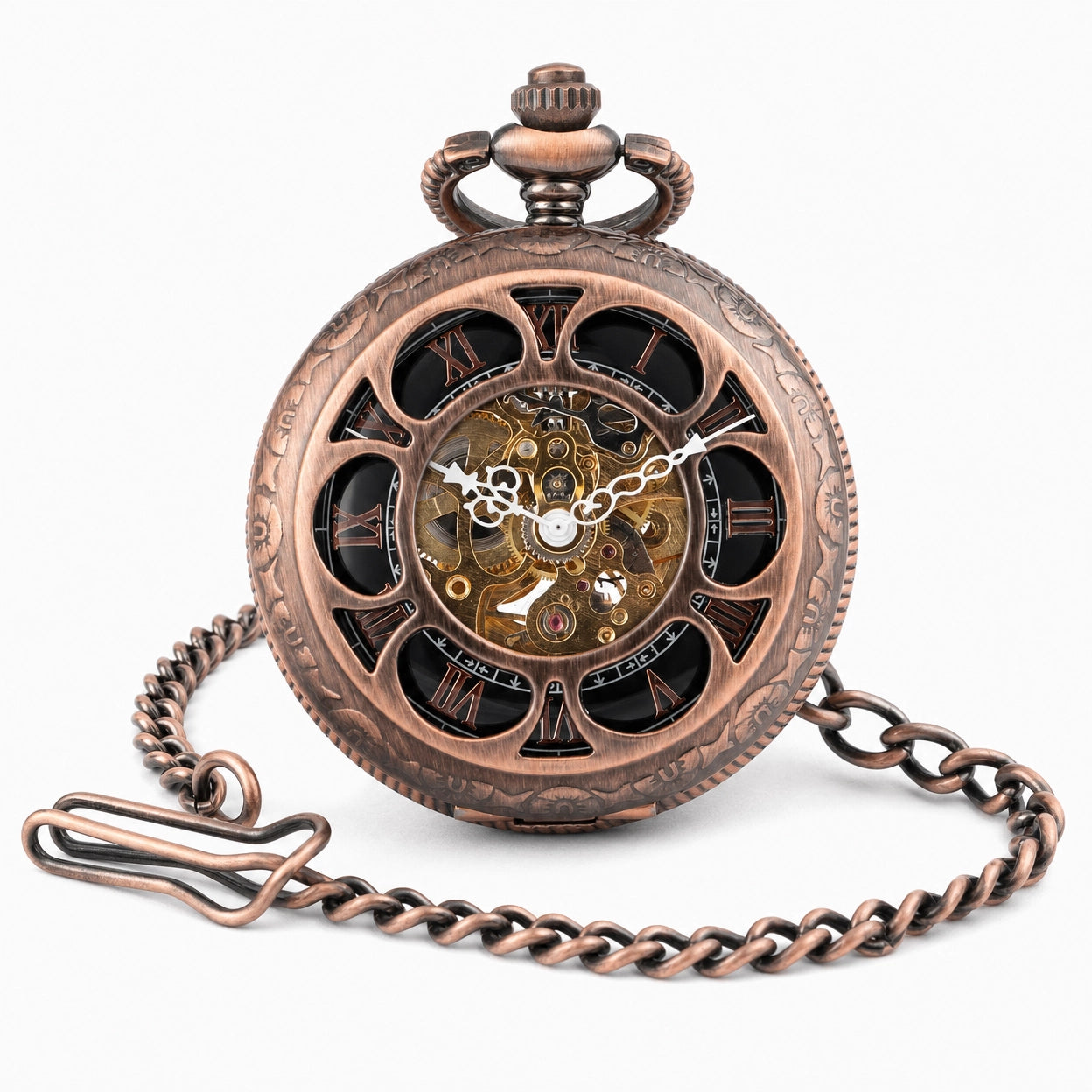 Vintage Skeleton Pocket Watch Engraved