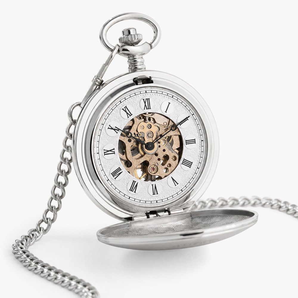 Skeleton Dial Mechanical Pocket Watch