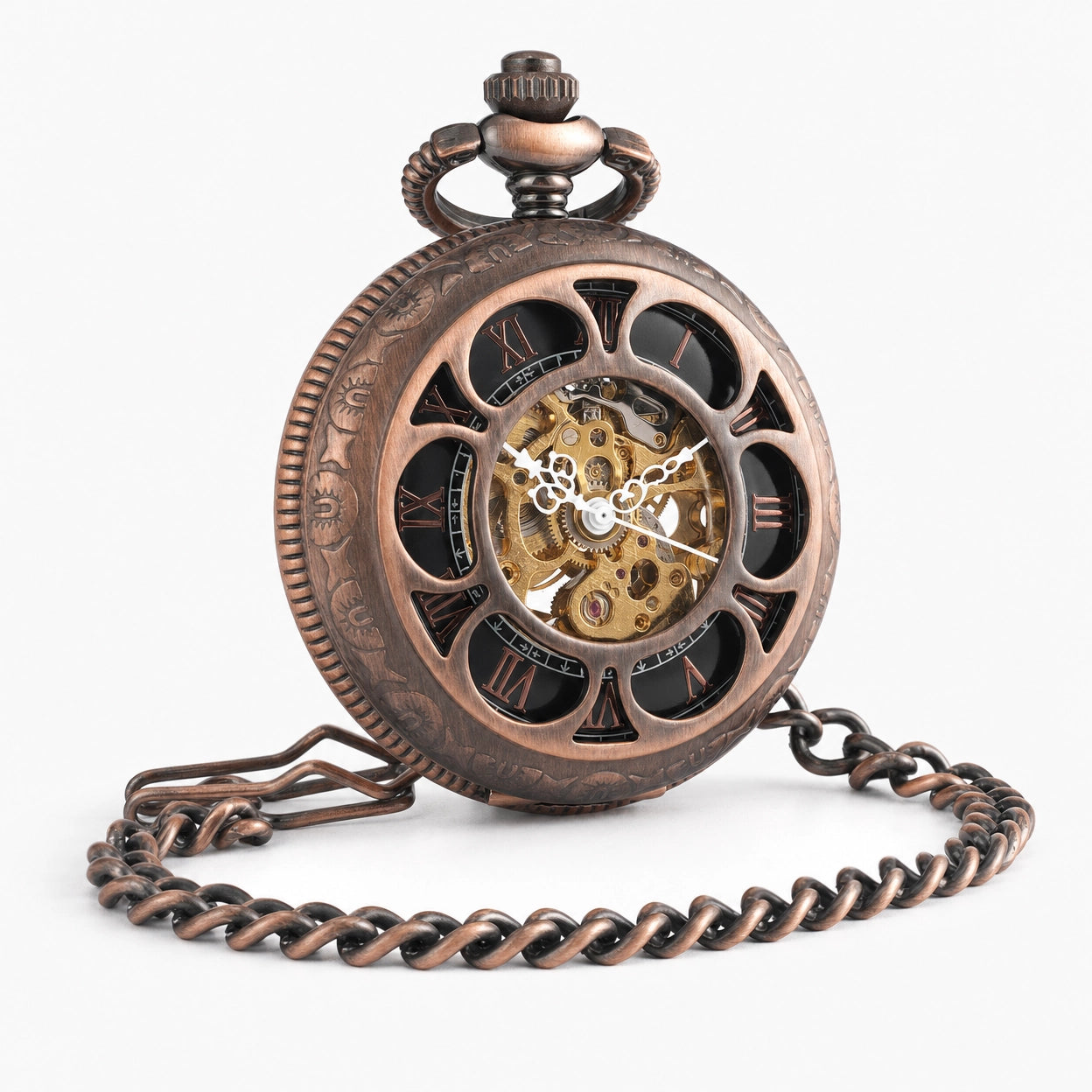 Vintage Skeleton Pocket Watch Engraved