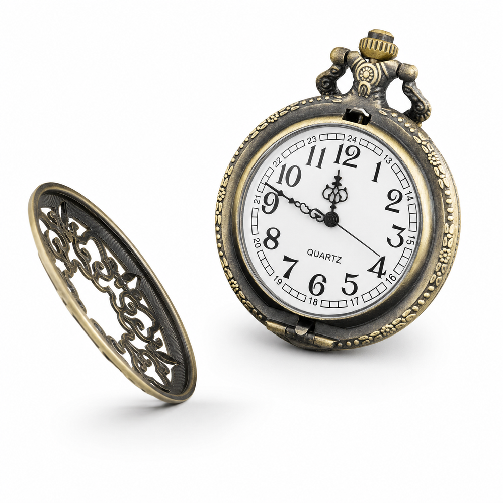 Floral Skeleton Pocket Watch For Men