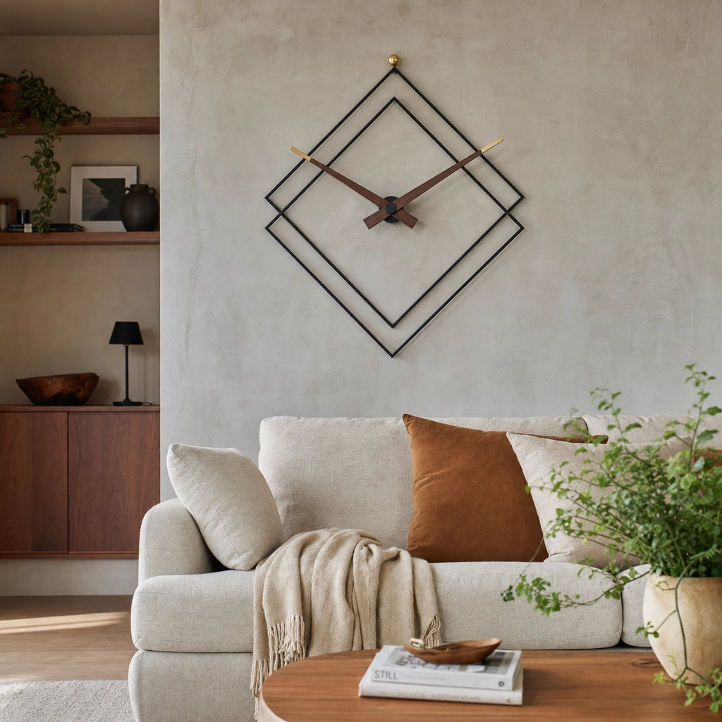 Large Geometric Wall Clock Silent Movement