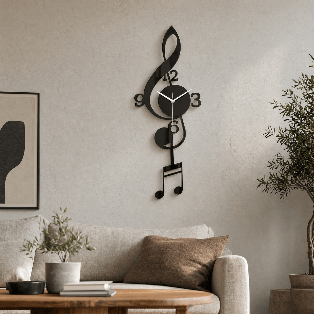 Royal Opera Wall Clock Treble Clef Silent Movement