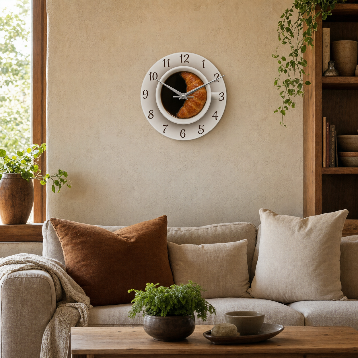 Kitchen Clock Coffee Cup Silent Movement