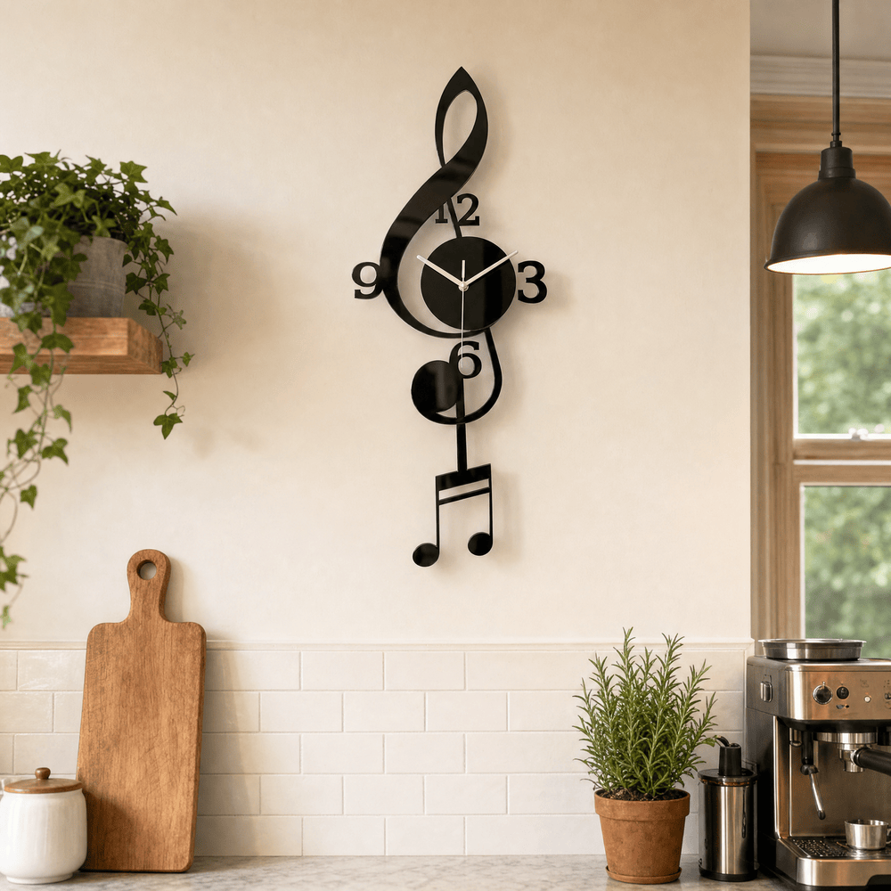 Royal Opera Wall Clock Treble Clef Silent Movement