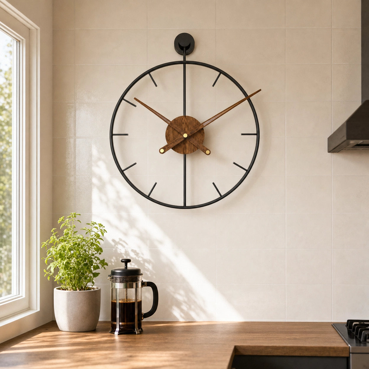Open Frame Wall Clock Silent