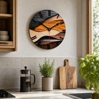 Wavy Layered Wooden Wall Clock Silent
